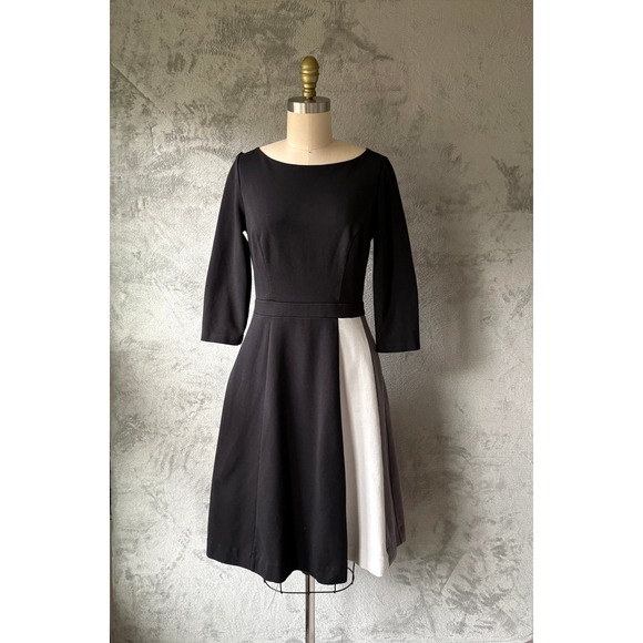 Boden Dresses & Skirts - Boden Dress 6 Black Colorblock Fit Flare Mod Professional Office Retro Stretchy